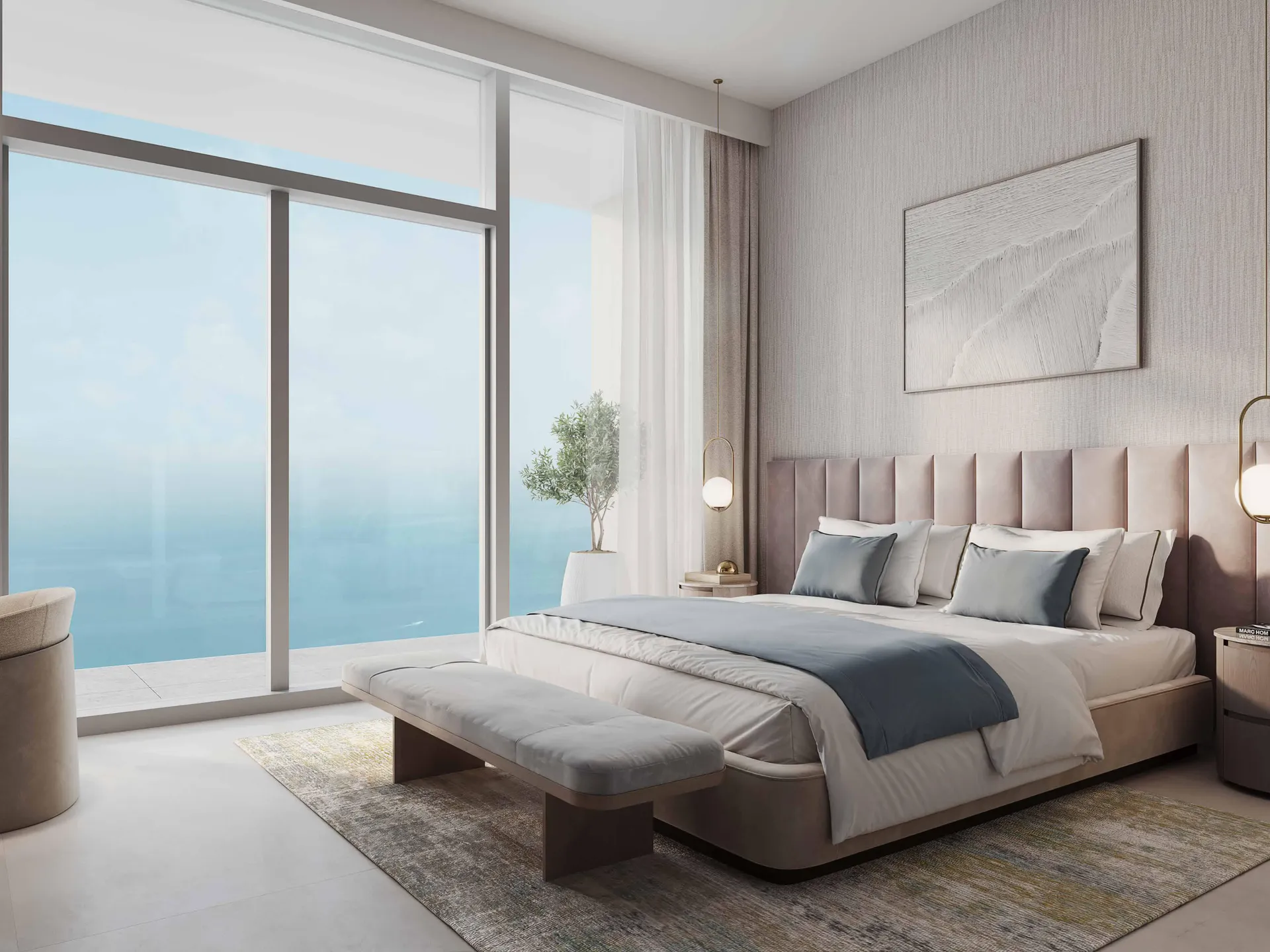 Quarto com vista para o mar no Hilton Residences